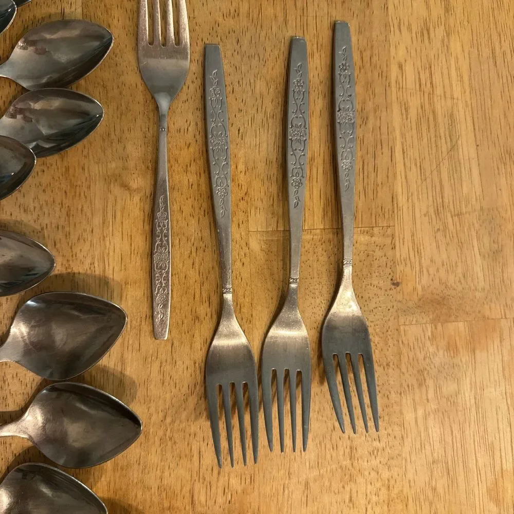 Townecraft Stainless MCM Cutlery Forks Knives Spoons Stainless Mid Century